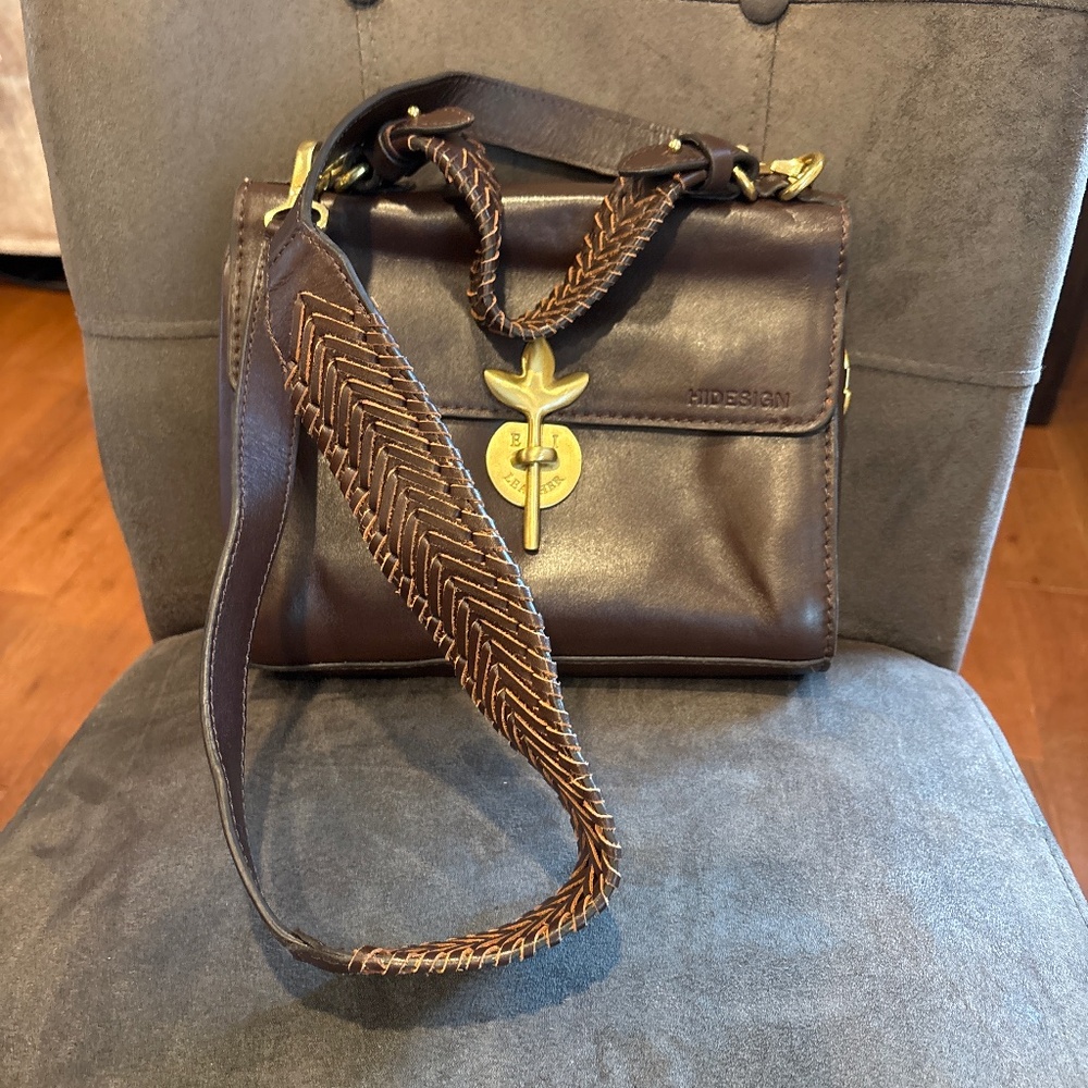 Beautiful Hidesign Flourish 02 Brown Leather Satchel Shoulder Crossbody Bag